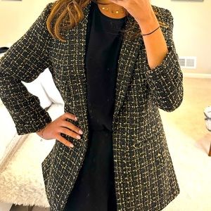 Blazer oversized tweed black and gold